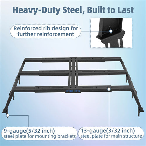 Hooke Road 12.2" Bed Rack for Jeep Gladiator JT Toyota Tacoma Ford Ranger b9922s 6