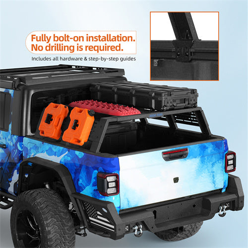 Hooke Road 12.2" Bed Rack for Jeep Gladiator JT Toyota Tacoma Ford Ranger b9922s 8