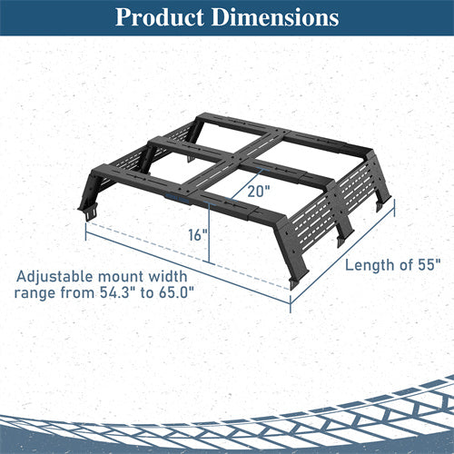 Hooke Road  12.2" High Overland Bed Rack for 07-23 Toyota Tundra & 05-23 Tacoma(6' Bed) & 09-23 Ford F-150 & Raptor & 09-23 Ram 1500  b9923s 5