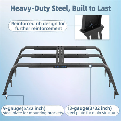 Hooke Road  18.8" High Truck Bed Rack for 07-23 Toyota Tundra & 05-23 Tacoma(6' Bed) & 09-23 Ford F-150 & Raptor & 09-23 Ram 1500  b9923s 8