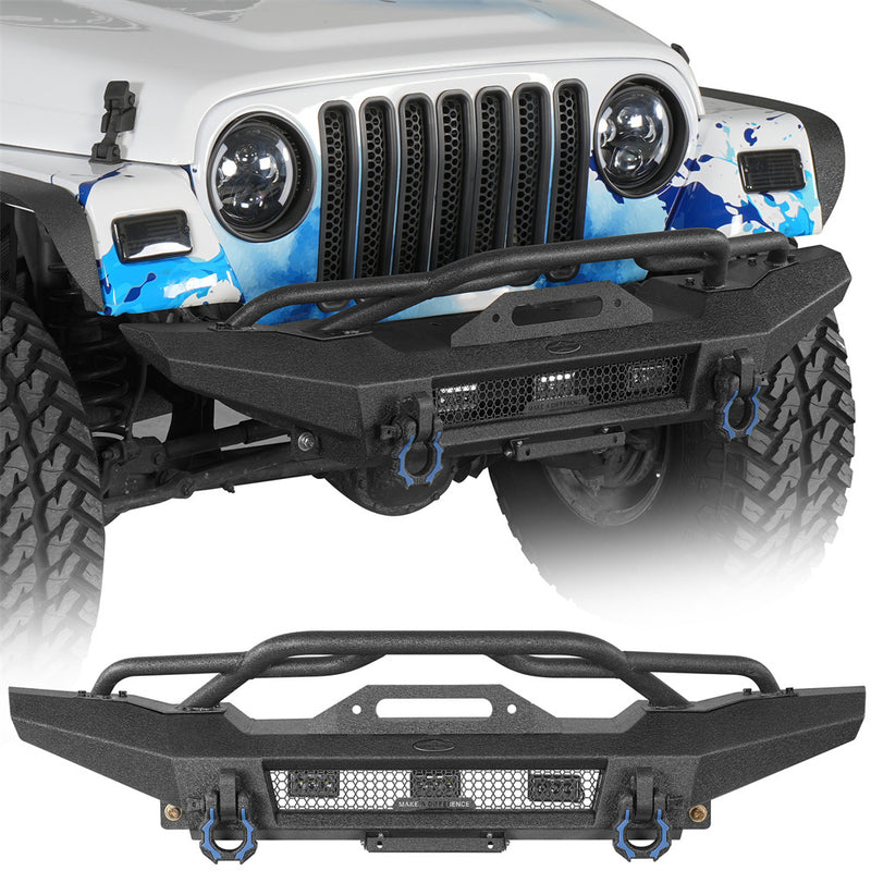 Load image into Gallery viewer, Steel Front Bumper for 1987-2006 Jeep Wrangler YJ & Wrangler TJ Hooke Road b1090 1