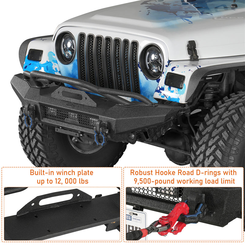 Load image into Gallery viewer, Steel Front Bumper for 1987-2006 Jeep Wrangler YJ & Wrangler TJ Hooke Road b1090 7