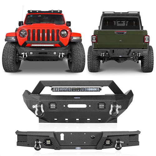 Load image into Gallery viewer, Jeep Gladiator JT Rock Crawler Stubby Front & Rear Bumper (20-24) - HookeRoad b30317003 4