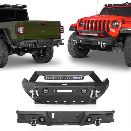 Load image into Gallery viewer, Jeep Gladiator JT Rock Crawler Stubby Front & Rear Bumper (20-24) - HookeRoad b30317003 5