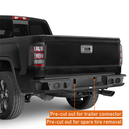 Load image into Gallery viewer, 2007-2018 GMC Sierra 1500 Rear Bumper with LED Spotlights Hooke Road b9462 9