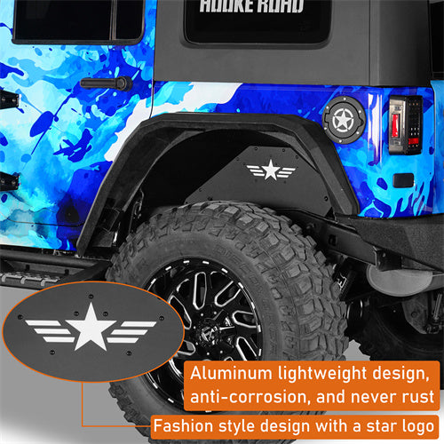 Load image into Gallery viewer, Hooke Road Aluminum Rear Wheel Well Liners Rear Fender Liners for 2007-2018 Jeep Wrangler JK b2118s 11