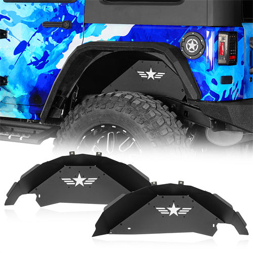 Load image into Gallery viewer, Hooke Road Aluminum Rear Wheel Well Liners Rear Fender Liners for 2007-2018 Jeep Wrangler JK b2118s 1