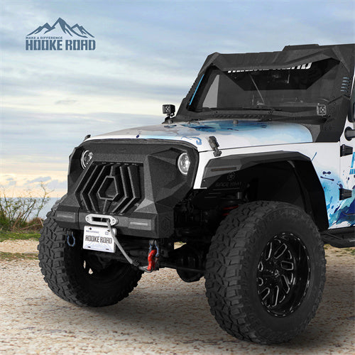Load image into Gallery viewer, Hooke Road 2007-2018 Jeep JK Grill with Winch Plate and Led Lights b2107bs 4