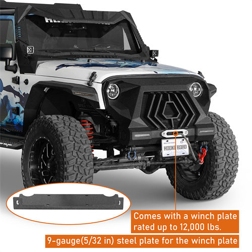 Load image into Gallery viewer, Hooke Road 2007-2018 Jeep JK Grill with Winch Plate and Led Lights b2107bs 8