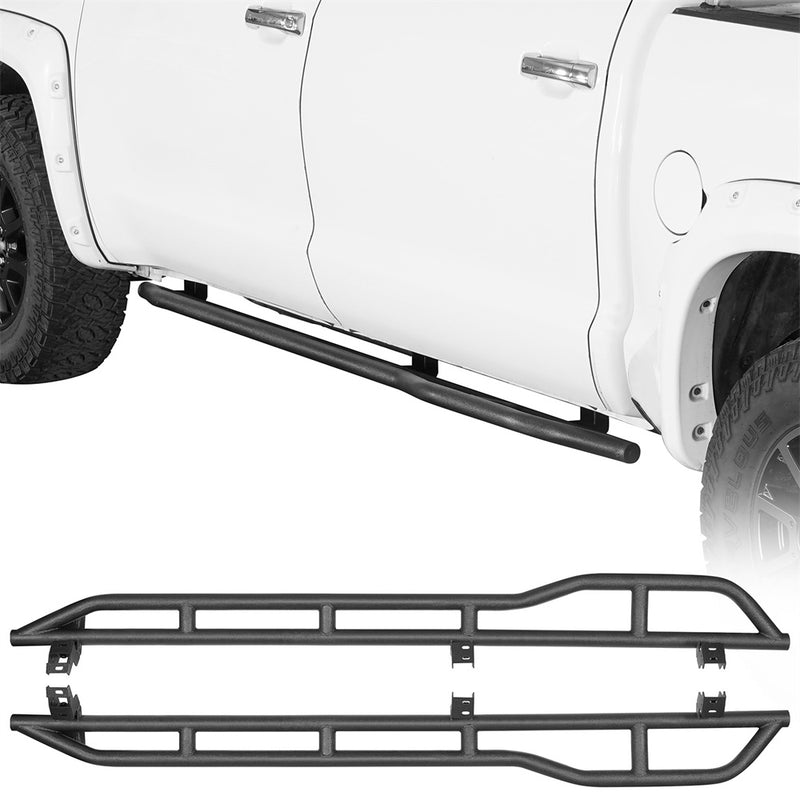 Load image into Gallery viewer, Hooke Road 2007-2021 Toyota Tundra CrewMax Rock Sliders w/ Kick-Out b5019s 1