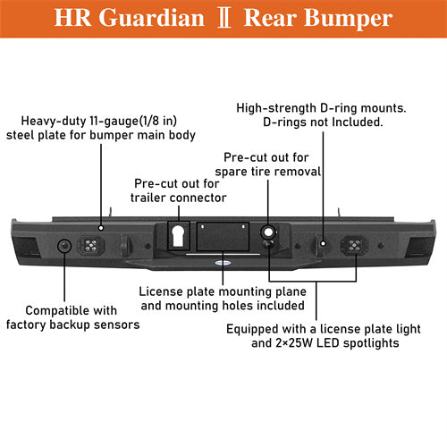 Load image into Gallery viewer, Hooke Road 2011-2019 Chevy Silverado & Sierra 2500HD 3500HD Steel Rear Bumper b9531 10