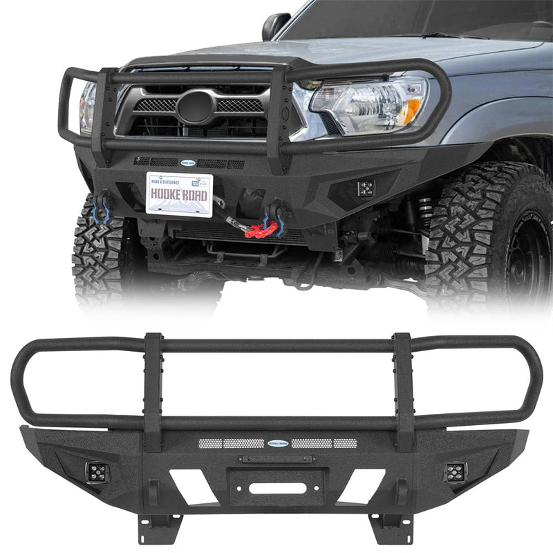 Load image into Gallery viewer, 2012-2015 Toyota Tacoma Grille Guard Front Bumper with Winch Plate Hooke Road b4013 1