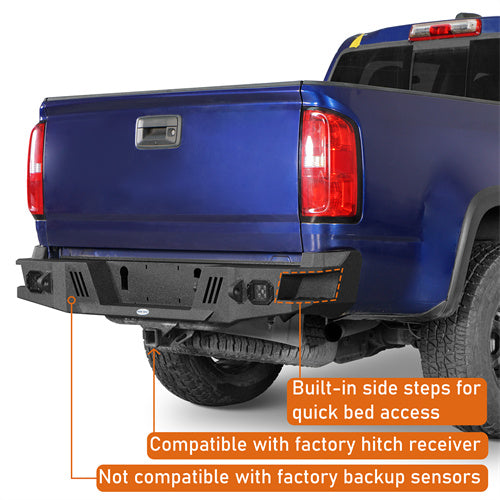 Load image into Gallery viewer, Hooke Road 2015-2022 Chevy Colorado & GMC Canyon Rear Bumper with LED Spotlights, Excluding ZR2 Models b9109s 6
