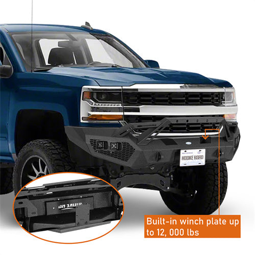 Load image into Gallery viewer, Hooke Road 2016-2018 Chevy Silverado 1500 Front Bumper with Winch Plate & 4 × LED Lights b9038ab 10