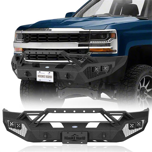 Load image into Gallery viewer, Hooke Road 2016-2018 Chevy Silverado 1500 Front Bumper with Winch Plate & 4 × LED Lights b9038ab 1
