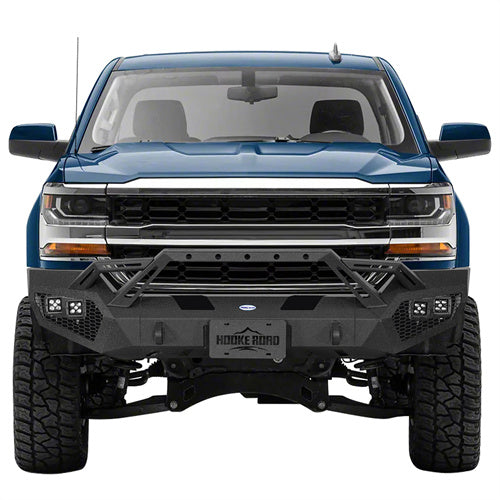 Load image into Gallery viewer, Hooke Road 2016-2018 Chevy Silverado 1500 Front Bumper with Winch Plate & 4 × LED Lights b9038ab 2