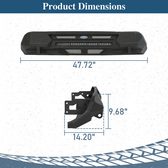 Hooke Road 2016-2023 Toyota Tacoma Steel Stubby Front Bumper b4231  11