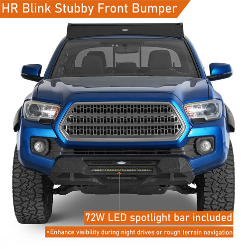 Hooke Road 2016-2023 Toyota Tacoma Steel Stubby Front Bumper b4231 8