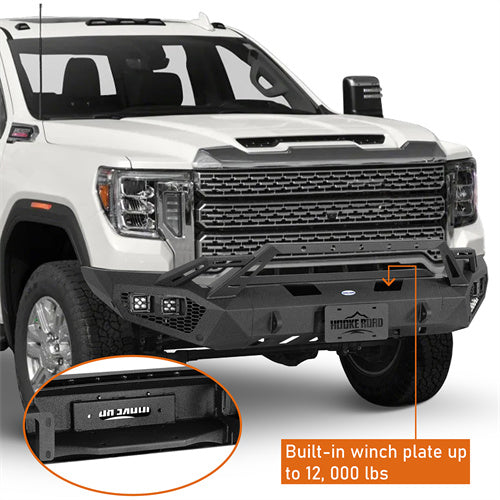 Load image into Gallery viewer, Hooke Road 2020-2023 GMC Sierra 2500HD/3500HD Front Bumper with Winch Plate & 4 × LED Lights b9206ab 10