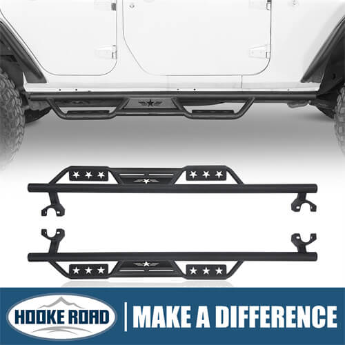 Load image into Gallery viewer, HookeRoad Jeep JK 4-Door Side Steps Wide Drop Nerf Bars Running Boards for 2007-2018 Wrangler JK b2010 1
