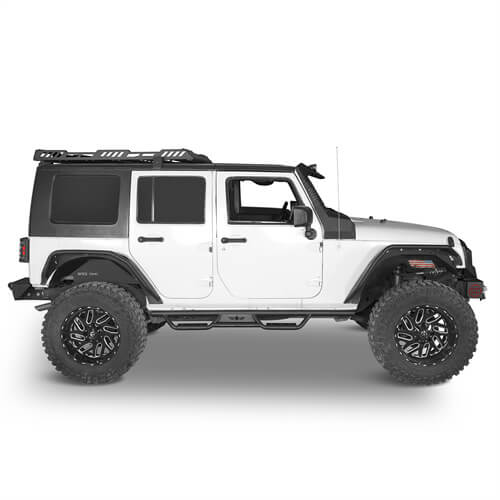 Load image into Gallery viewer, HookeRoad Jeep JK 4-Door Side Steps Wide Drop Nerf Bars Running Boards for 2007-2018 Wrangler JK b2010 3