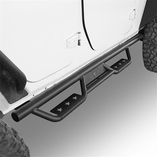Load image into Gallery viewer, HookeRoad Jeep JK 4-Door Side Steps Wide Drop Nerf Bars Running Boards for 2007-2018 Wrangler JK b2010 6