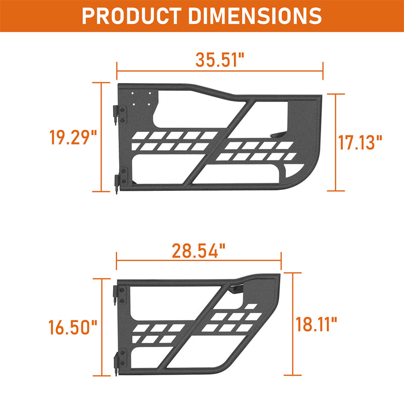 Load image into Gallery viewer, HookeRoad 4-Door Tubular Doors Half Doors for 2007-2018 Jeep Wrangler JK b2033s 6