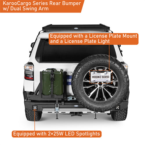 Load image into Gallery viewer, Hooke Road 4Runner Rear Bumper with Tire Carrier & Jerry Can Holder for 2010-2024 Toyota 4Runner b9811ab 7