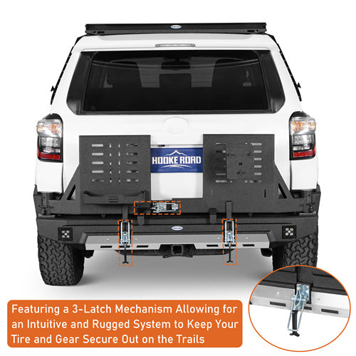 Load image into Gallery viewer, Hooke Road 4Runner Rear Bumper with Tire Carrier & Jerry Can Holder for 2010-2024 Toyota 4Runner b9811ab 9