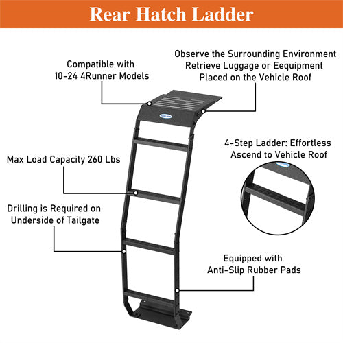 Load image into Gallery viewer, 2010-2024 Toyota 4Runner Rear Hatch Ladder Toyota 4Runner Accessories - Hooke Road b9807s 14