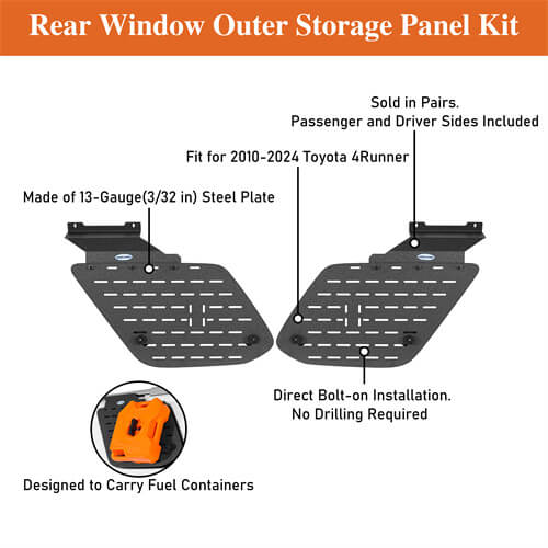 Load image into Gallery viewer, 2010-2024 Toyota 4Runner Molle Panel Rear Window Exterior Storage Panels Aftermarket Parts - Hooke Road b9804s 15