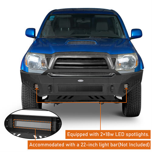 Load image into Gallery viewer, Tacoma Aftermarket Front Bumper w/ Skid Plate For 2005-2011 Toyota Tacoma - Hooke Road B4025S 7