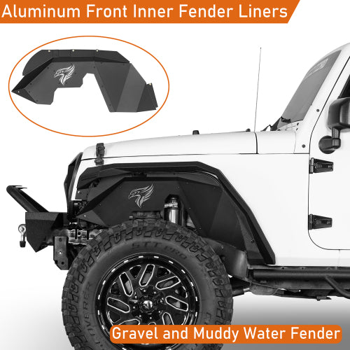 Load image into Gallery viewer, Hooke Road Aftermarket Aluminum Front Inner Fender Liners for 2007-2018 Jeep Wrangler JK b2119s 8