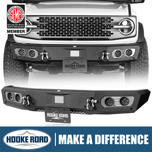 Aftermarket Front Bumper Off Road Parts w/D-Rings & LED Lights For  2021-2024 Ford Bronco - Hooke Road – Hooke Road 4x4
