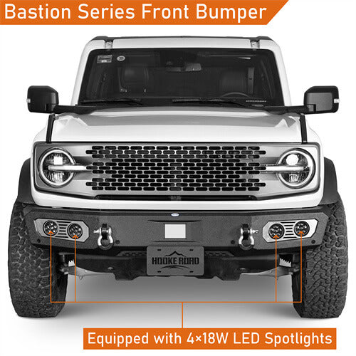 Load image into Gallery viewer, Aftermarket Front Bumper Off Road Parts w/D-Rings & LED Lights For 2021-2023 Ford Bronco - Hooke Road b8922s 11