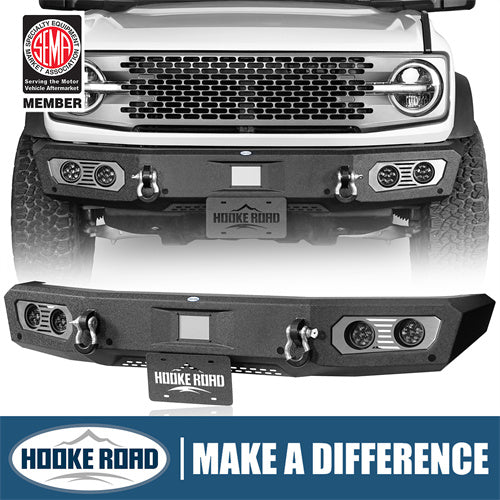 Load image into Gallery viewer, Aftermarket Front Bumper Off Road Parts w/D-Rings & LED Lights For 2021-2023 Ford Bronco - Hooke Road b8922s 1