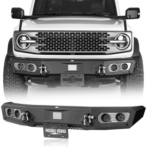 Load image into Gallery viewer, Aftermarket Front Bumper Off Road Parts w/D-Rings & LED Lights For 2021-2023 Ford Bronco - Hooke Road b8922s 2