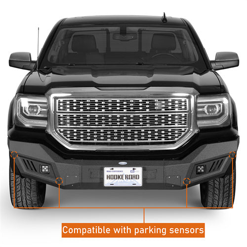 Load image into Gallery viewer, Hooke Road  Aftermarket Front Bumper with LED Spotlights for 2016-2018 GMC Sierra 1500 b9461 10