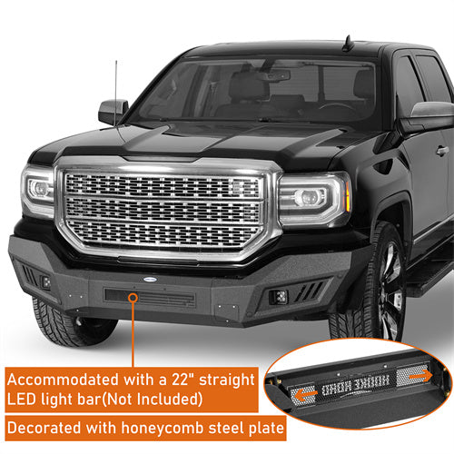 Load image into Gallery viewer, Hooke Road  Aftermarket Front Bumper with LED Spotlights for 2016-2018 GMC Sierra 1500 b9461 8