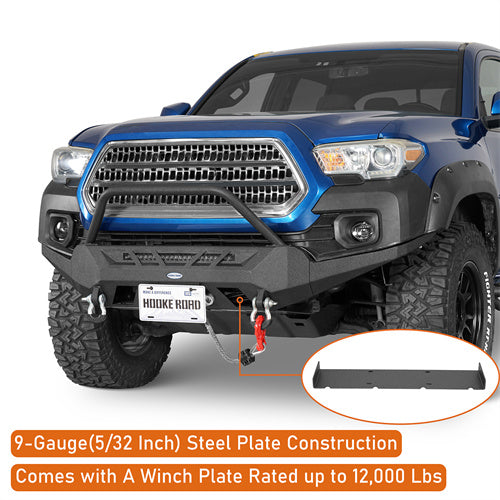 Load image into Gallery viewer, Hooke Road Aftermarket Front Bumper with Winch Plate & LED Light Bar for 2016-2023 Toyota Tacoma 3rd Gen b4220s 11