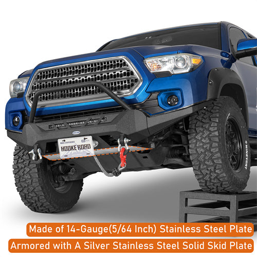 Load image into Gallery viewer, Hooke Road Aftermarket Front Bumper with Winch Plate & LED Light Bar for 2016-2023 Toyota Tacoma 3rd Gen b4220s 12