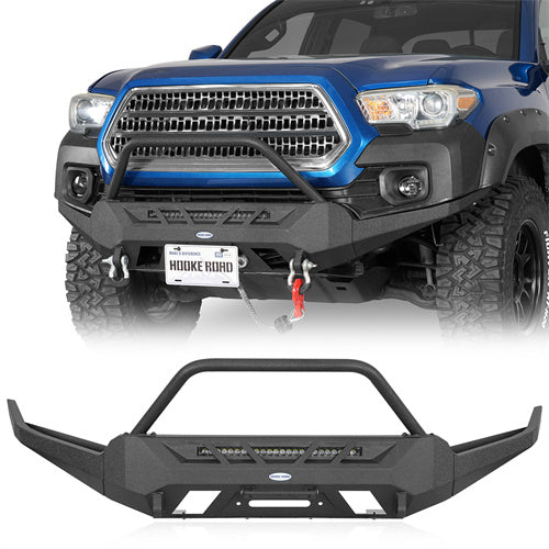 Hooke Road Aftermarket Front Bumper with Winch Plate & LED Light Bar for 2016-2023 Toyota Tacoma 3rd Gen b4220s 1