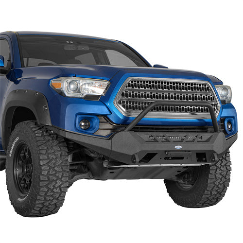 Load image into Gallery viewer, Hooke Road Aftermarket Front Bumper with Winch Plate & LED Light Bar for 2016-2023 Toyota Tacoma 3rd Gen b4220s 3