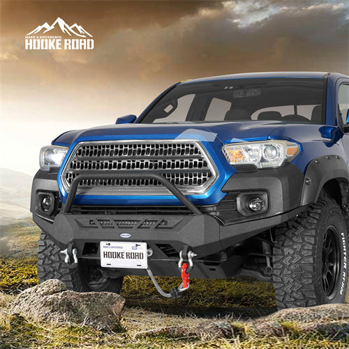 Load image into Gallery viewer, Hooke Road Aftermarket Front Bumper with Winch Plate & LED Light Bar for 2016-2023 Toyota Tacoma 3rd Gen b4220s 4