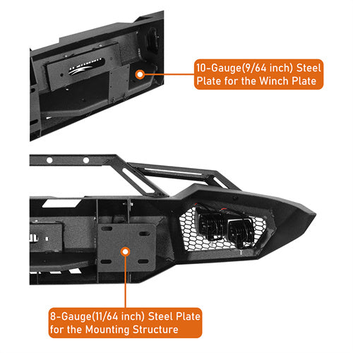 Load image into Gallery viewer, Hooke Road Aftermarket Front Bumper w/ Winch Plate & 4 × LED Lights for 2006-2008 Ram 1500 b6506ab 10