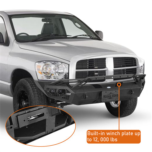Load image into Gallery viewer, Hooke Road Aftermarket Front Bumper w/ Winch Plate & 4 × LED Lights for 2006-2008 Ram 1500 b6506ab 11