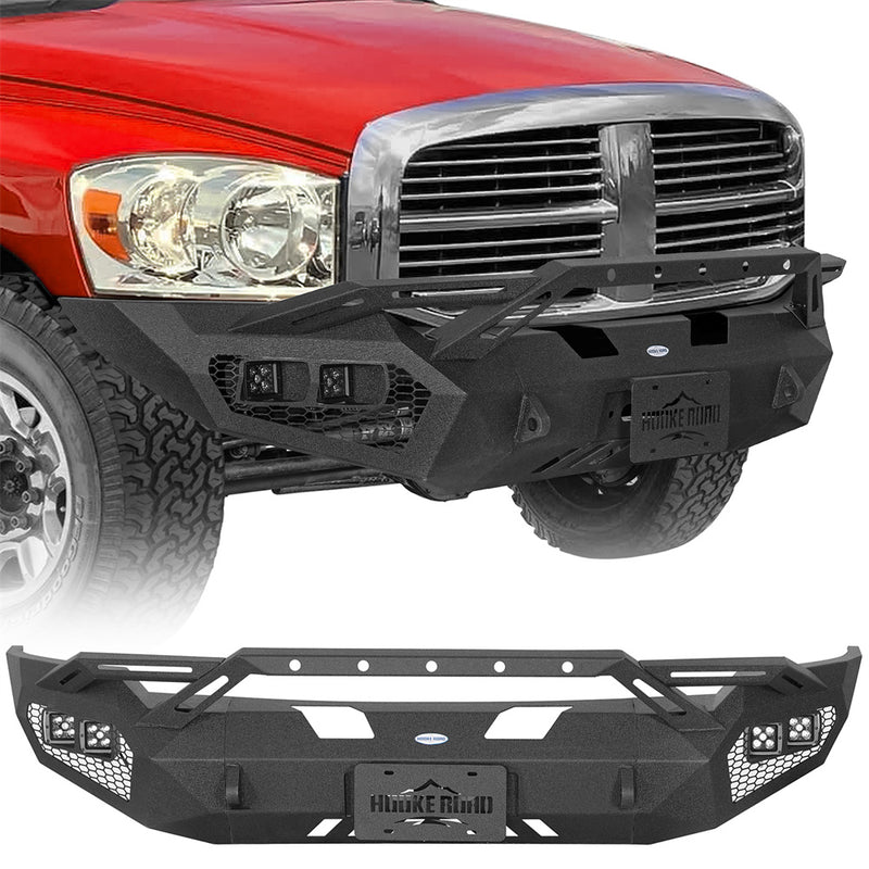 Load image into Gallery viewer, Hooke Road Aftermarket Front Bumper w/ Winch Plate & 4 × LED Lights for 2006-2008 Ram 1500 b6506ab 1