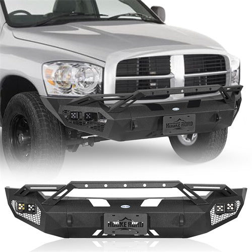Hooke Road Aftermarket Front Bumper w/ Winch Plate & 4 × LED Lights for 2006-2008 Ram 1500 b6506ab 1