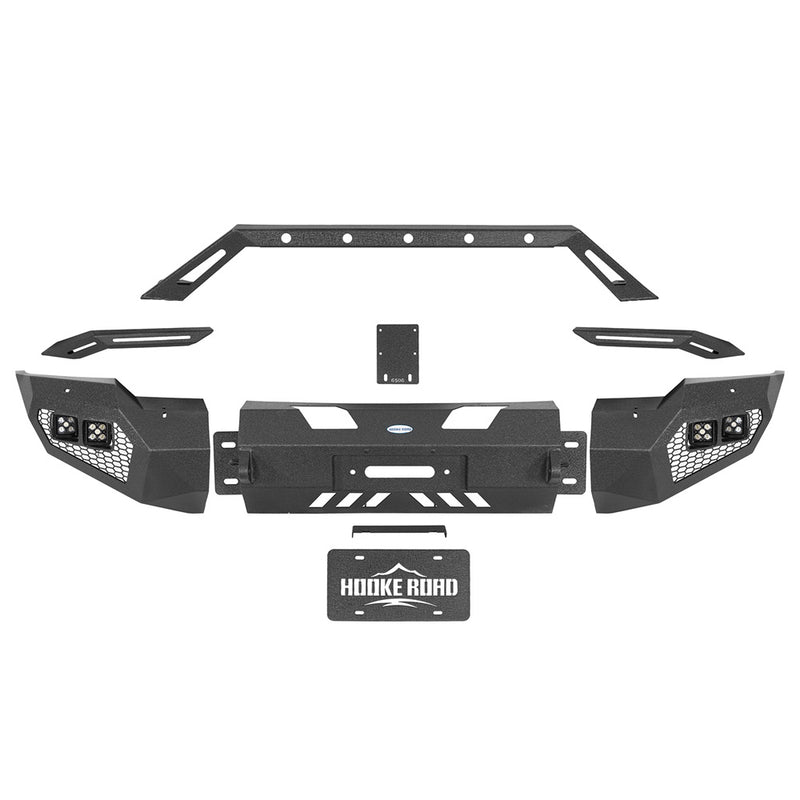 Load image into Gallery viewer, Hooke Road Aftermarket Front Bumper w/ Winch Plate & 4 × LED Lights for 2006-2008 Ram 1500 b6506ab 4