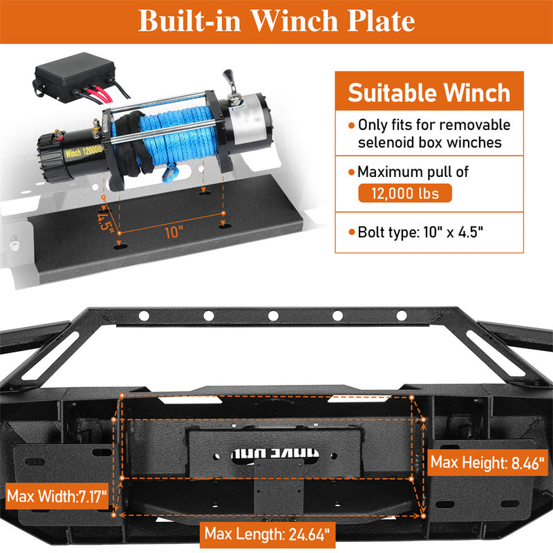 Load image into Gallery viewer, Hooke Road Aftermarket Front Bumper w/ Winch Plate & 4 × LED Lights for 2006-2008 Ram 1500 b6506ab 5